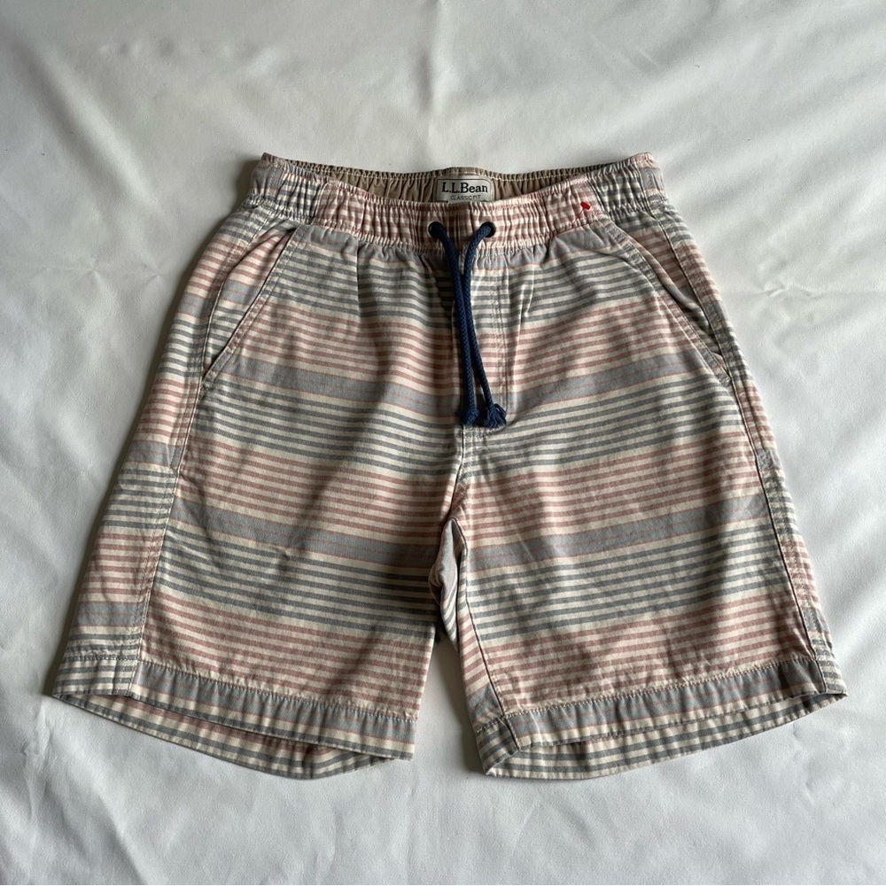 L.L. Bean Organic Cotton Shorts with Pink and Gray Stripes - Picture 1 of 8